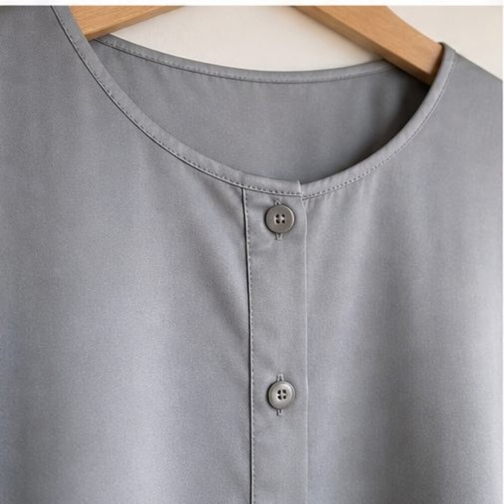 Gray Tie Neck Blouse - Picture 4 of 6